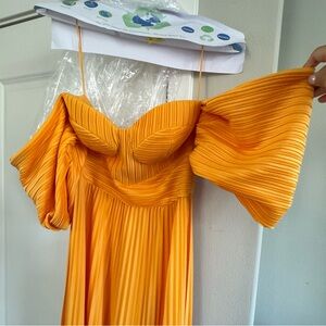 Sweetheart Neck Maxi Chiffon Dresses Orange Plus Size